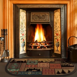 Demissle Fireplace Hearth Rug Fireplace Mats Cabin Southwestern Fireproof Fire Resistant Rug for Wood Stove Floor for Kitchen Indoor Outdoor(Classic,27 x 48 Inch)