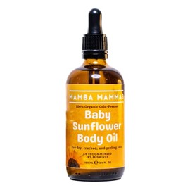 Mamba Mammas Baby Sunflower Body Oil | 100% Pure Organic & Cold-Pressed 100ml | For newborns babies | Suitable for dry, peeling or cracked skin | Soothes and hydrates newborn skin