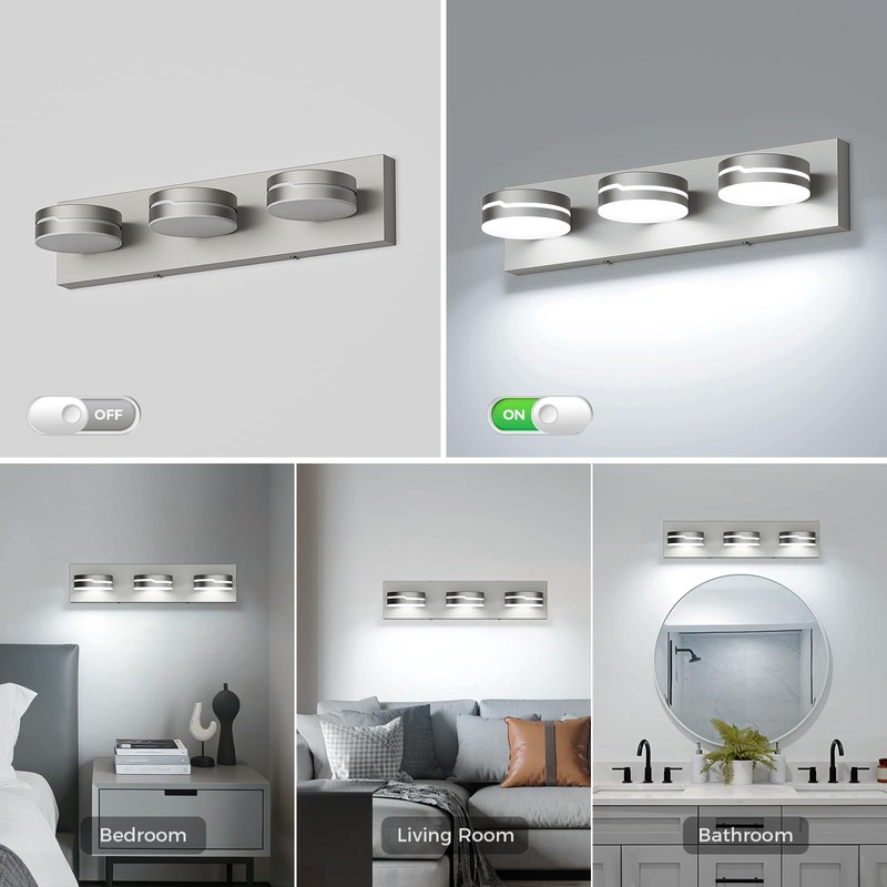 MKBNG Vanity Lights for Bathroom, 18.9in Brushed Nickel Bathroom Light