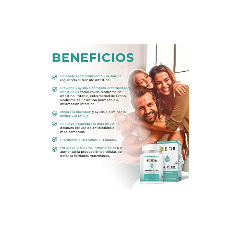 BIO B | Probióticos 75 billones UFC + prebióticos |