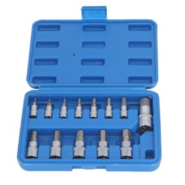 Juego de Llaves de Vaso Hexagonal de Impacto 13 Piezas, Métricas y SAE 14, 38, 12, H2 a H14 mm, Set de Llaves Allen para Automóvil, Taller y Mecánica 