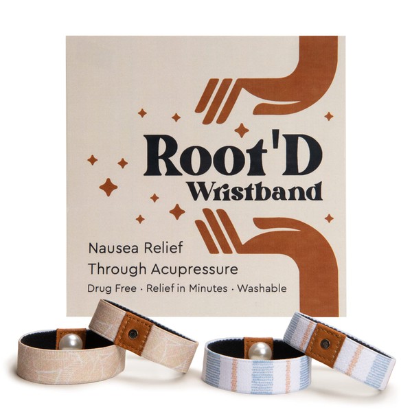 Root'd Anti Nausea Wristband | Motion Sickness Bands, Morning Sickness Relief - Sea Bands for Motion Sickness & Travel, Pregnancy Nausea Relief Band (Small)