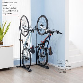 YueTong Vertical Bike Stand, 2 Bike Rack Garage, Upright and Horizontal, Indoor Bicycle Storage for Floor.