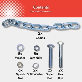 Steel Target Chain Hanging Kit - Includes Superbolts for Hanging Steel Targets for Shooting - Angles Targets Downwards 10 Deg for Safety - Set of 2 Chains - Domestic Grade 30 Zinc Plated Steel Chain