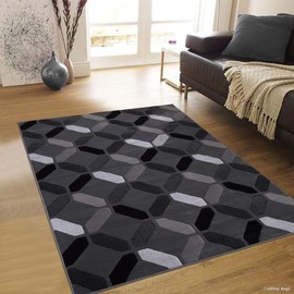 Allstar 5x7 Grey and Gainsboro Grey Modern and Contemporary Rectangular Accent Rug with Charcoal Grey Diamond Design (4' 11" x 6' 11")