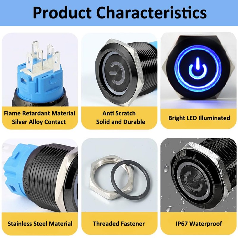 ETOPARS Black Shell 19 mm Car Toggle Switch Rocker Switch