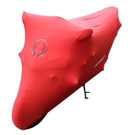 BUSHBOCK® Premium Cover Indoor Motorcycle Tarpaulin Dust Protection Elastic Breathable Velvet Stretch Fabric (M-L, Red)