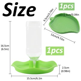 Taozoey Reptile Water Dispenser, 2 Pieces Turtle Water Bowl Set, Automated Feeder + Feeding Bowl, Reptiles Accessories for Turtle, Lizard, Hamster, Snake