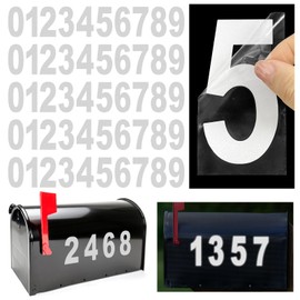 2 inch Silver White Reflective Mailbox Numbers for Outside, 50 Pcs Vinyl Waterproof Numbers Stickers Mailbox Decals for Signs Door Cars Trucks Home Business Address Number