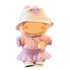 5-Piece 17cm Doll Outfit Set - Knit Top, Fashion Outfit Set for Collectible Figures - （Hats, Dresses, Skirts, Slung Accessories Cameras, Shoes ） No Doll Included (Style1-Lavender Purple)