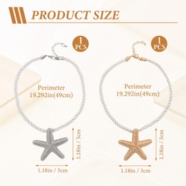Xorim 2PCS Starfish Necklace, Elegant Beach Necklace, Fashionable and Chic Beach Holiday Party Jewelry, Adjustable for Women