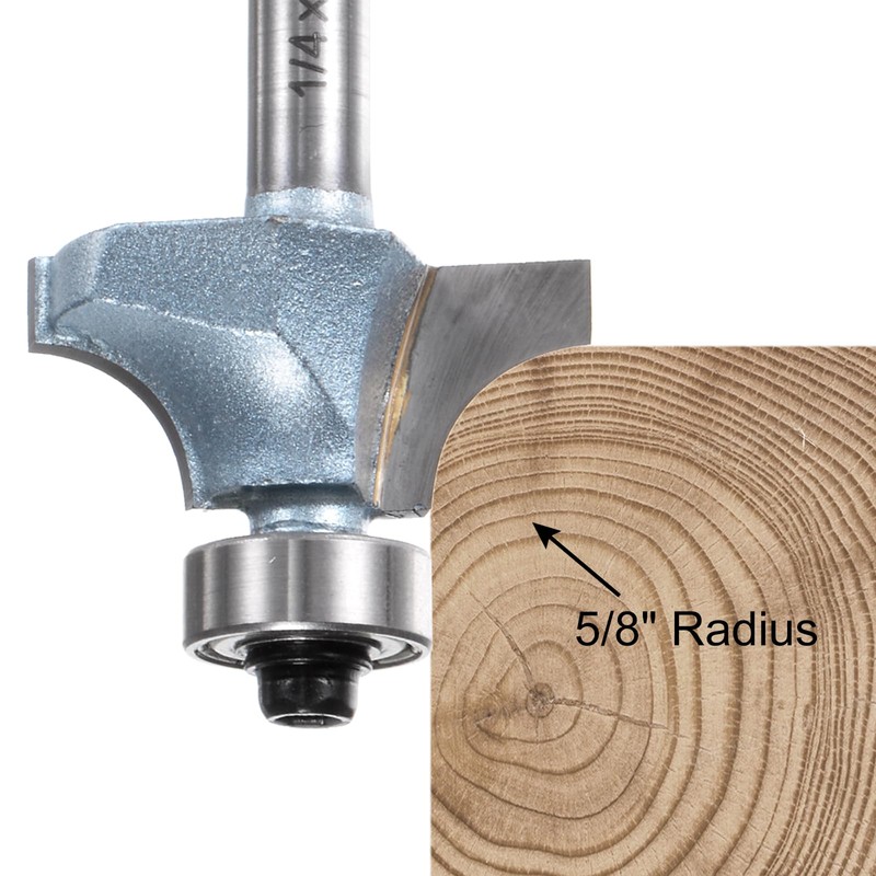 sourcing map Roundover Router Bit Set 1/4 Shank 3/16" 5/32"