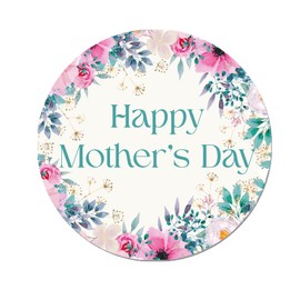Happy Mother's Day Stickers - Wax Melts, Business Red, White Sticker Sweet Sweet Cone Bags - Teal Floral - 35 (37mm) Stickers