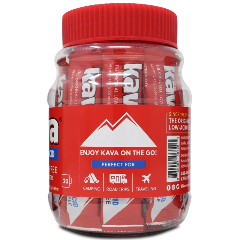 Kava Low Acid Instant Coffee Single Serve Stick Packets, 20