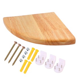 Garneck Home Wood Corner Shelf,Oak Floating Shelf Round End Wall Mounted Display Shelf Floating Speaker Nursey Monitor Shelf Bookshelf Wall Decor for Bathroom, Kitchen 18cm