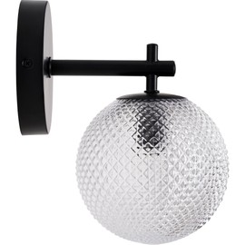 Kenroy Home Black Round Glass Prismatic Globe Wall Sconce, Elegant Modern Design for Hallways, Living Rooms, Bedrooms, and Entryways