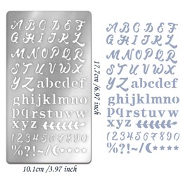 NBEADS 1 Pc Letter Number Metal Stencils, Matte Stainless Steel Alphabet Symbol Stencil with Leaf Pattern Reusable Templates Journal Tool for Scrapbooking Journaling Wood Carving Painting