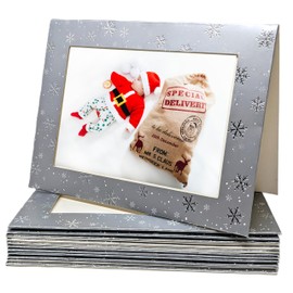 12 Photo Frame Christmas Cards - Add 6x4 Photo - Silver Snowflake Design