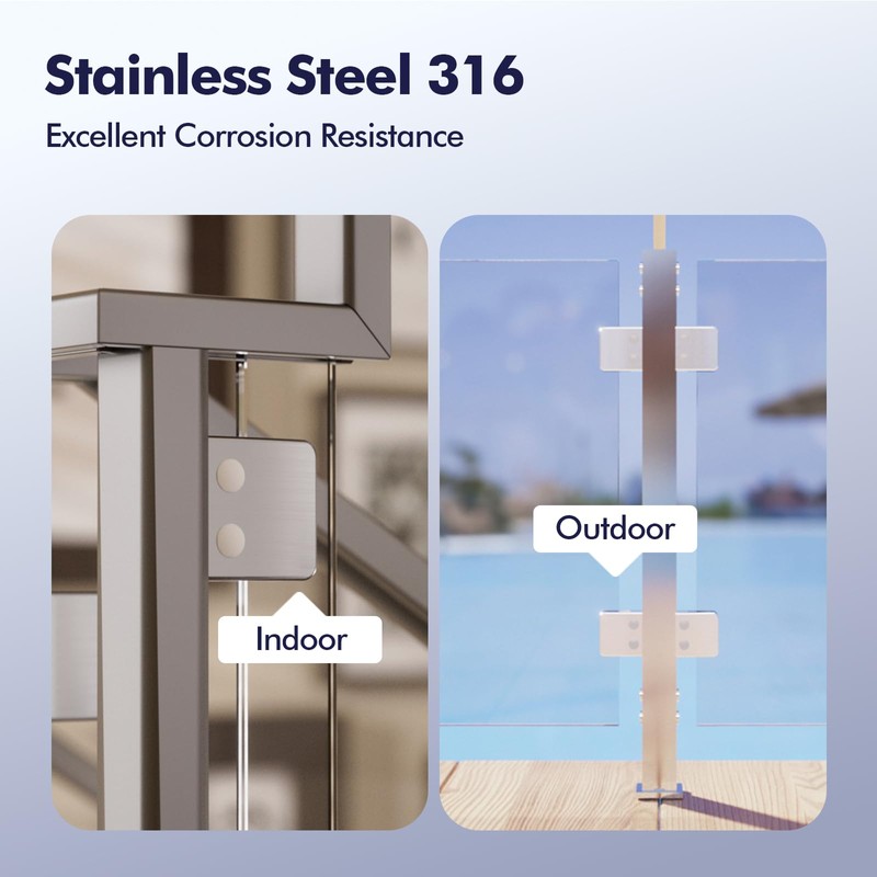 Glass Clamp－8 PCS Adjustable Glass Shelf Bracket, 1/4 " 5/16"