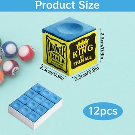 Gubilacrum 12 Pieces Blue Pool Chalk for Billiard Accessories, Pool Chalk Blue, Pool Cue Chalk for Improved Grip, Snooker Chalk in Triangle Box,Ideal for both practice sessions