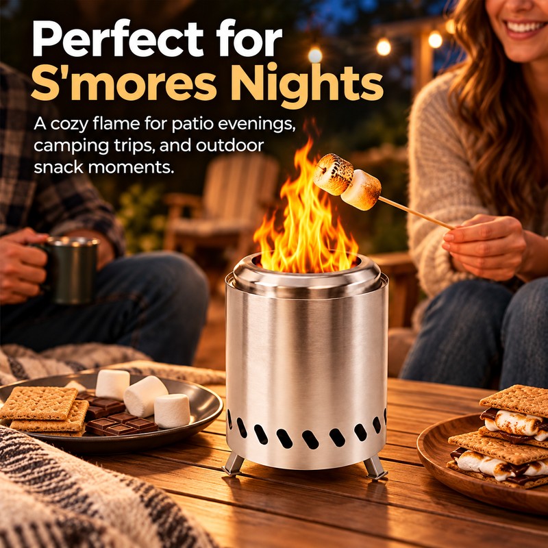 Portable Wood Burning Stove for Outdoor Cooking – Stainless Steel
