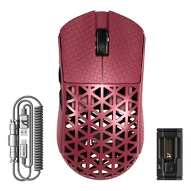 ATTACK SHARK R5 Ultra Wired Gaming Mouse 39g Ultra-Light,Carbon Fiber 8K Polling Rate 42K DPI PAW3950MAX Sensor,Programmable Mice with Coiled Cable&Griptape,PC/Mac-Red