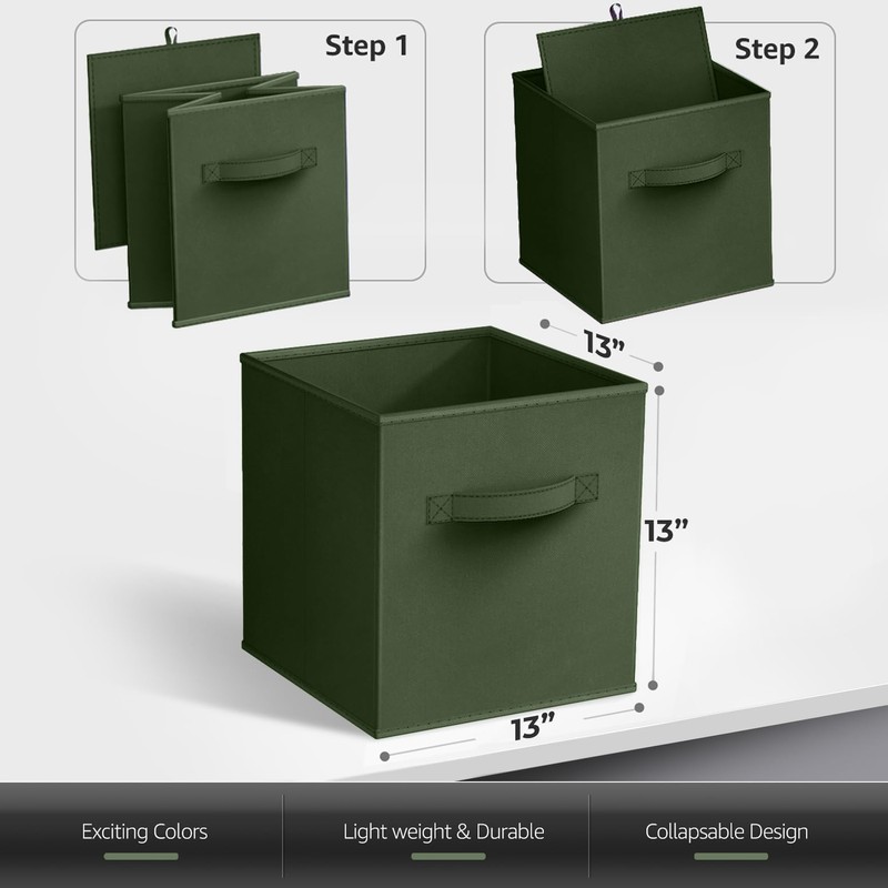 Sorbus 13 Inch Storage Bins - Sturdy Collapsible Fabric Storage