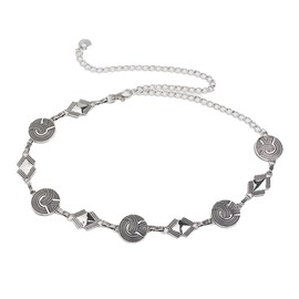 EMOTTOS Concho Women's Chain Belt, Adjustable Metal Hip Chain Western Cowboy Cowgirl for Women, Exquisite Boho Belt for Jeans Dress (7 Styles), silver