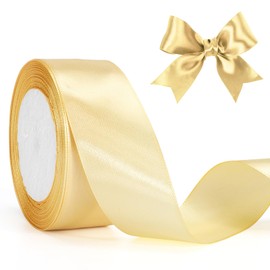 jijAcraft Satin Ribbon Champagne Gold 40 mm Ribbon Decoration Wedding Christmas 22 m Decorative Ribbon Champagne Gold Gift Ribbon Fabric Ribbon for Christmas, Christening, Wedding, Gift Packaging