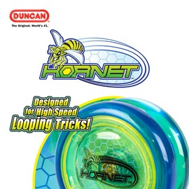 Duncan Toys Hornet Pro Looping Yo-Yo with String, Ball Bearing Axle and Plastic Body, Blue with Yellow Cap