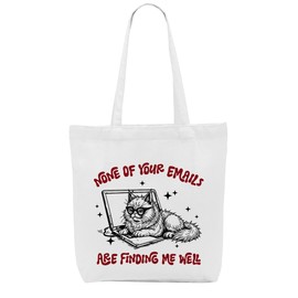 Retro Cat Sarcastic Funny Anxiety Self Help Mental Health Gifts Mental Health Awareness Canvas Tote Bag Cat Gifts for Women Mom Reusable Grocery Bags for Shopping Birthday Friendship Christmas