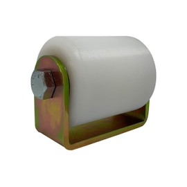 Slide Gate Guide Roller 3" White Hard Nylon UHMW Rollers with C Bracket Rear Post Welded Assembly Heavy Duty Anti Tipping Sealed Ball Bearing Sliding Rolling Gates Guider - Eagle Rollers EG097