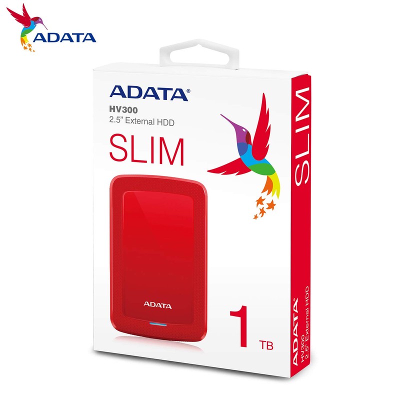 ADATA Disco Duro Externo HDD HV300, 1 TB, Rojo USB