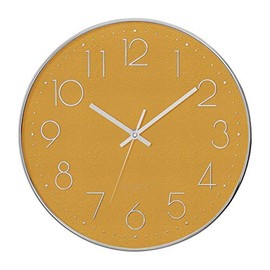 Atmosphera Silent Wall Clock Bedroom Clock with Silent Mechanism Grey Diameter 30 cm Colour: Yellow