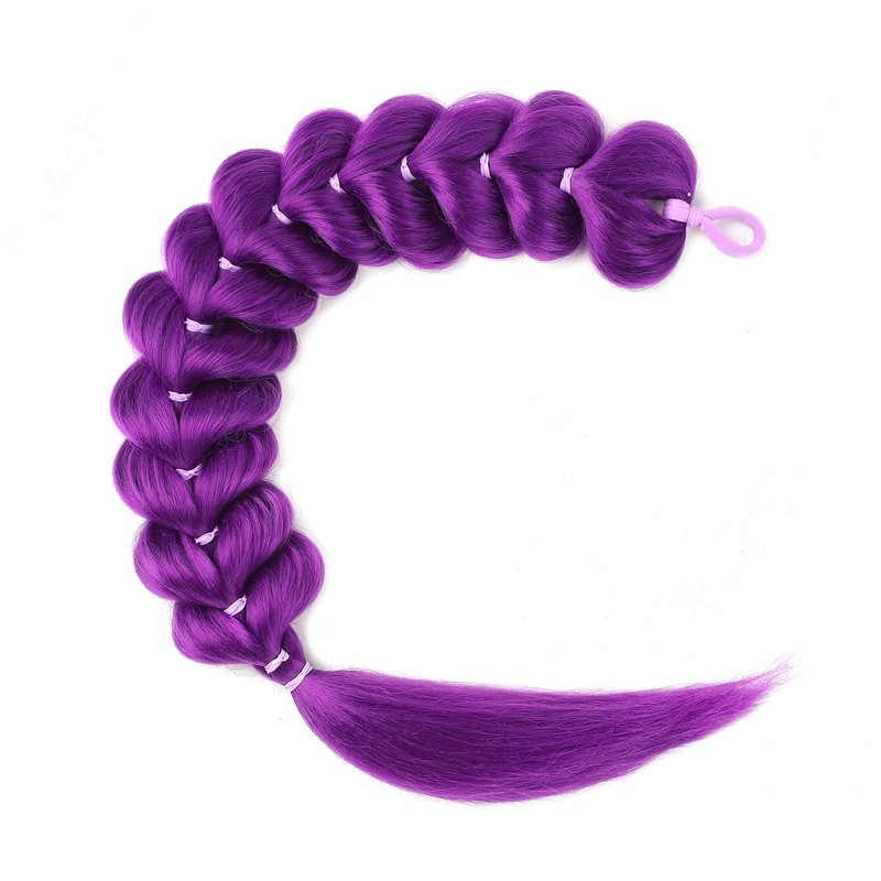 Purple Braiding Hair Ponytail Extensions with Elastic Tie 26Inch