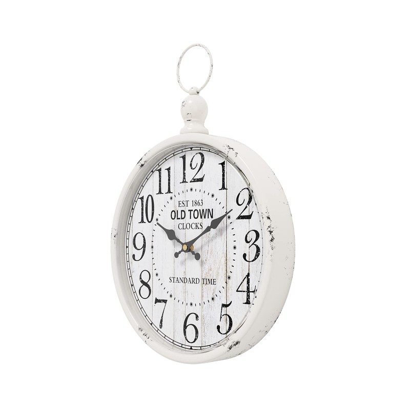 Menterry Retro Round Wall Clock. White Vintage Antique Style. Battery