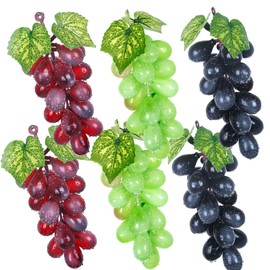 Eiarrnp 6 Bunches Artificial Fake Fruit Grapes Decor - Faux Grape Artificial Lifelike Simulation Plastic Grapes for Home House Kitchen Party Decoration - Artificial Fruits Grapes
