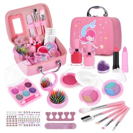 Kids Makeup Kit for Girl, Real Washable Mermaid Kids Makeup Set Toy for Little Girls, 21 Pcs Non-Toxic Makeup Kit with Cosmetic Kit Bag for Girls Birthday Ages 3 4 5 6 7 8+