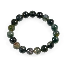 AD Beads Natural Gemstone Round Beads Stretch Bracelet Healing Reiki 10mm (Moss Agate)