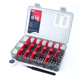 XIKE 625PCS 2-10mm Chrome Steel Balls, Assortment Kit G16 Bearing Steel Balls Kit with Tweezer Storage Box,2/2.5/3/3.5/4/4.5/5/5.5/6/6.5/7/7.5/8/8.5/9/10mm (16 Sizes)