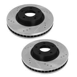 AutoShack Front and Rear Drilled and Slotted Brake Rotors Black and Ceramic Pads Kit Set Replacement for 2010-2011 Kia Soul 2.0L FWD SCD924PR41544