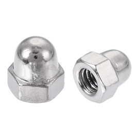 Sourcingmap Acorn Hex Cap Nuts - 12Pcs M4 Dome Nuts 304 Stainless Steel Hexagon Decorative Cap Nut for Screws Bolts Silver Tone