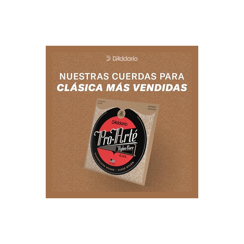 D'Addario Cuerdas de nailon EJ45-3D Pro-Arte para guitarra clásica, tensión