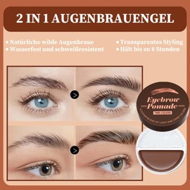 Wasserfestes Augenbrauen Gel, 2 In 1 Augenbrauengel Braun & Transparent, Eyebrow Gel mit Brush, Schnelles Trocknen und Stylen, Augenbrauenfarbe für Natürlich Aussehende Brauen(05 Dunkelbraun)