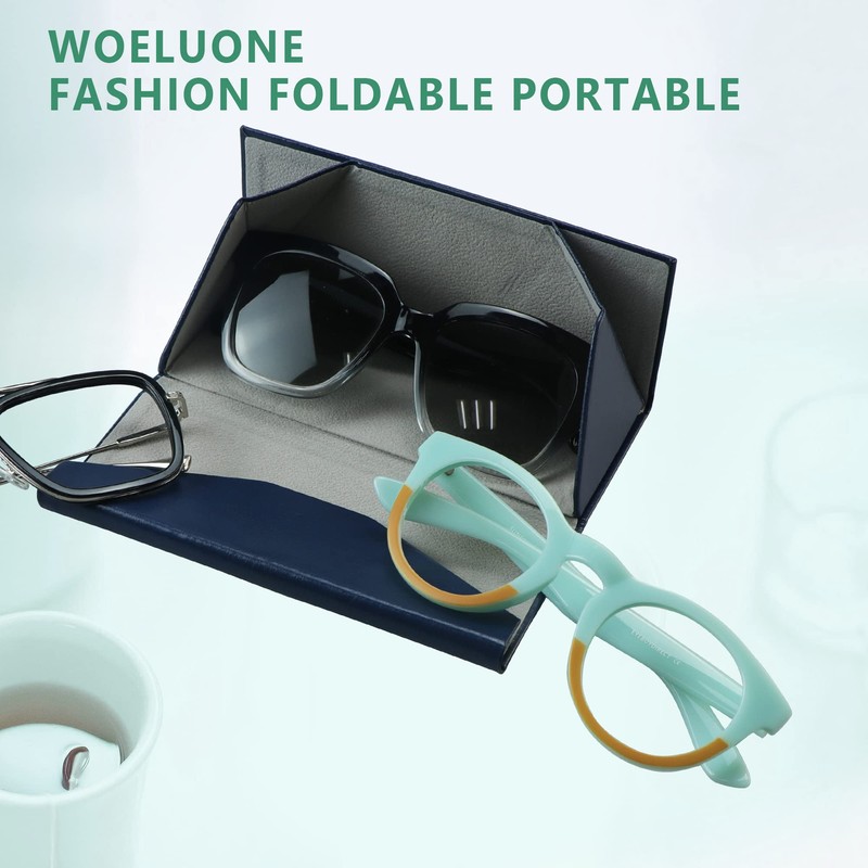 VisionGlobal 2 Pack Eyeglass Case Hard Shell with Foldable Design,