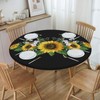 Fiokroo Sunflowers Tablecloth with Elastic Edge, Round Table Cloth Washable