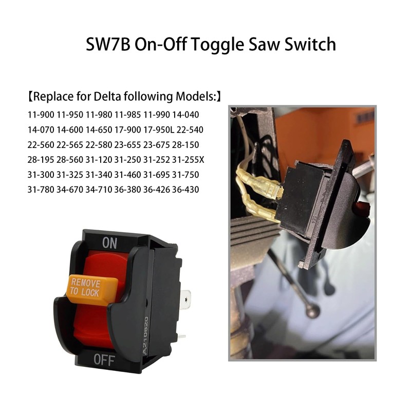 SW7B On-Off Toggle Switch 2 Prong for Delta, Ryobi Table