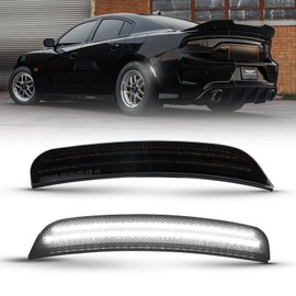 POPMOTORZ 2PCS White LED Side Marker Lights Assembly Compatible With 2015 2016 2017 2018 2019 2020 2021 2022 2023 Dodge Charger Rear Fender White LED Bumper Side Marker Lights Lamps Smoked Lens