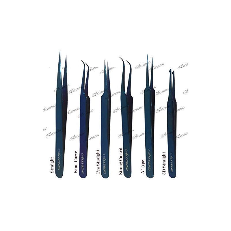 Alluring TITANIUM BLUE Tweezers for Eyelash Extension for Volume Lashes
