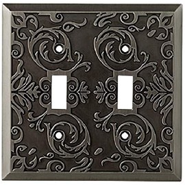 Allen + Roth Fairhope 2-Gang Antique Pewter Standard Toggle Metal Wall Plate